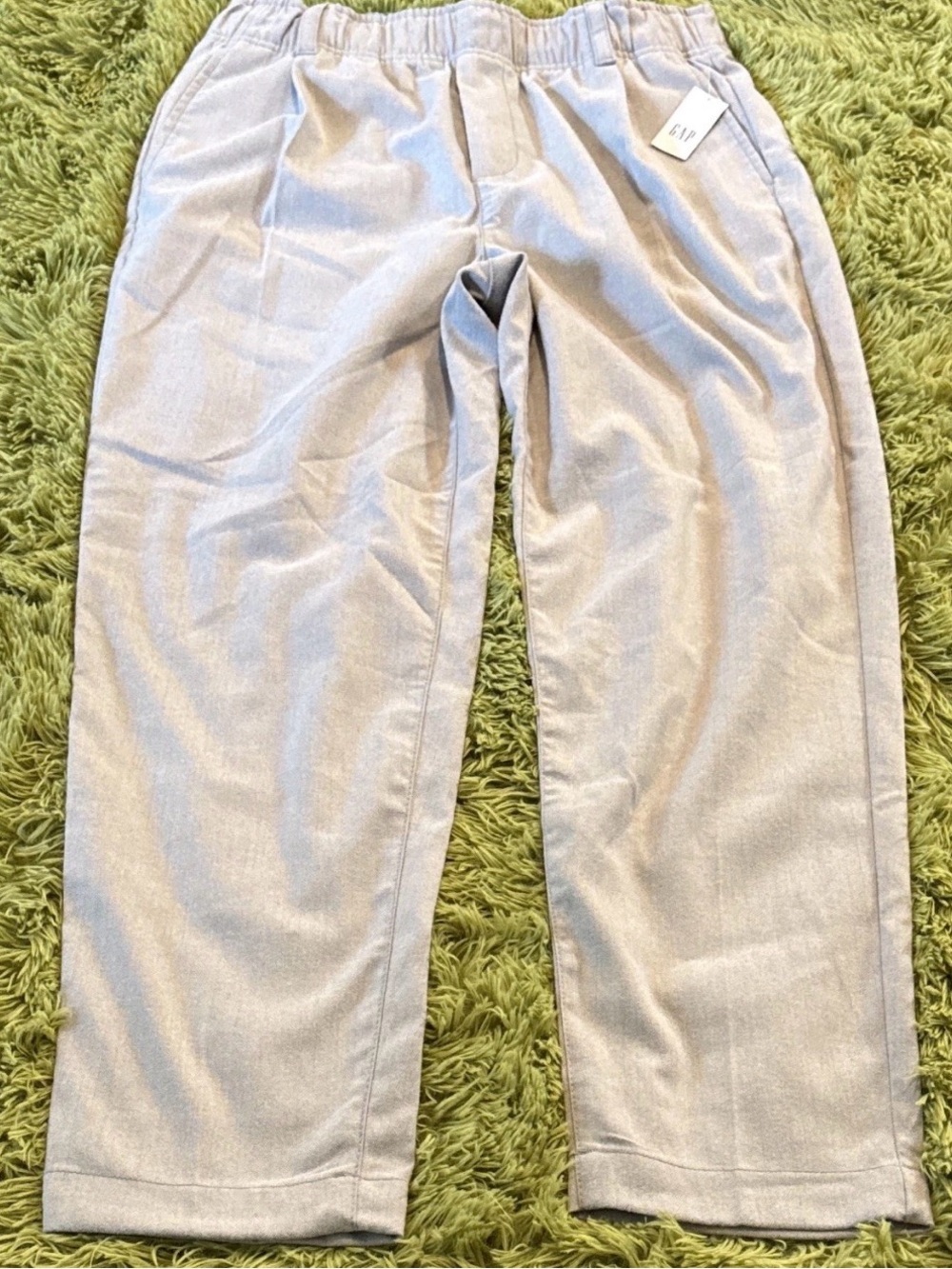 GAP Women's Gray Pleated Pull-On Elastic Waist Straight Leg Twill Pants 8